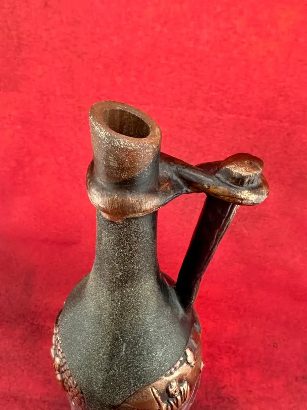 VINTAGE GEORGIAN  CERAMIC CLAY WINE BOOTLE/DECANTER VESSEL HANDCRAFTED, EMPTY